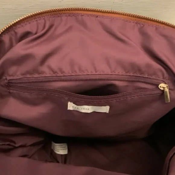 Cato Embroidered Flower Print Denim Brown Faux Leather Handbag Purse Like New - Picture 5 of 8